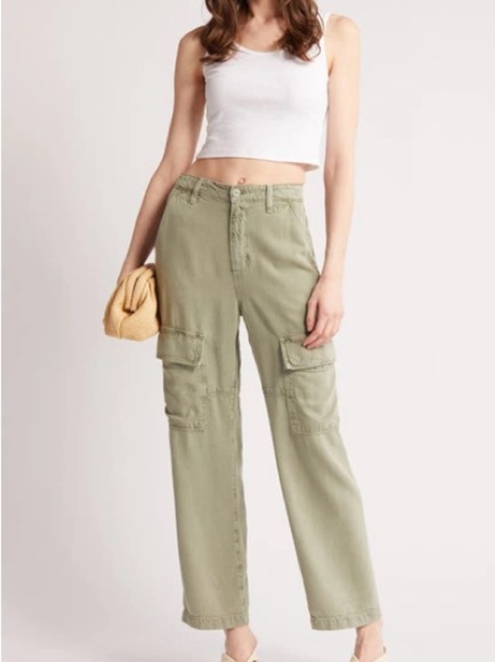 AG Adriano Goldschmied Knoxx Cargo Pants Sage Green Size 29 100% Lyocell